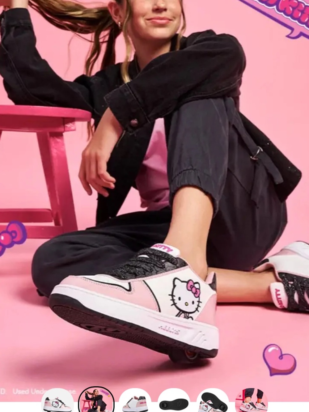 HELLO KITTY Kids Heelys-Style Light Pink and White Wheel Shoes kids 13